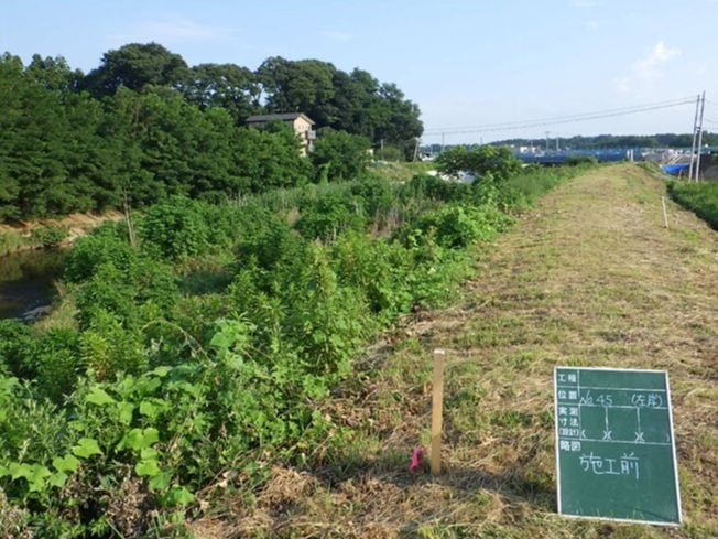 河川工事（河道掘削）谷田川筋の施工前写真